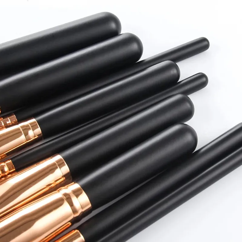 Conjunto de pincéis de maquiagem Pro 15pcs, base em pó, sombra, pincéis de maquiagem, cosméticos, cabelo sintético macio com estojo de couro