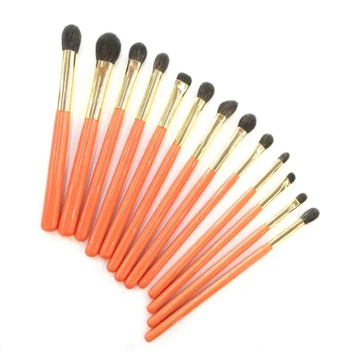 Kit profissional de pincéis de maquiagem artesanal, macio, esquilo azul, cabelo de cabra, sombra, pincel de mistura, cabo laranja, conjunto de pincéis de maquiagem