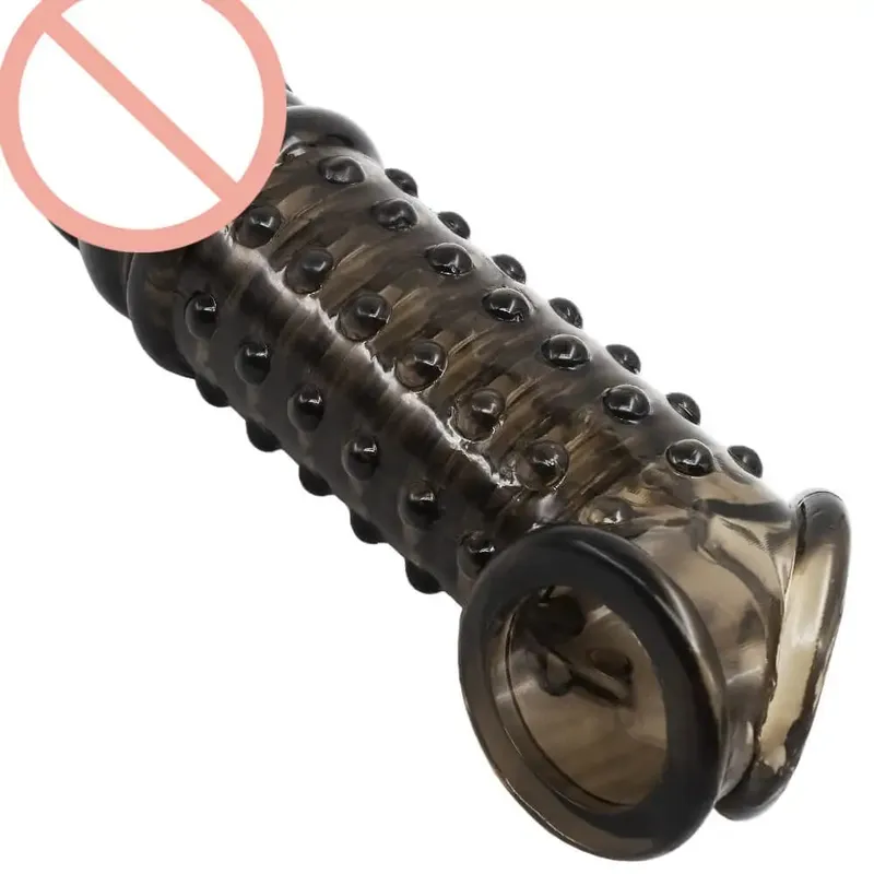 Preservativo extensor de pênis macio, anel de manga peniana para homens, preservativos reutilizáveis, espinhos, sexo cravejado, brinquedos sexuais para homens