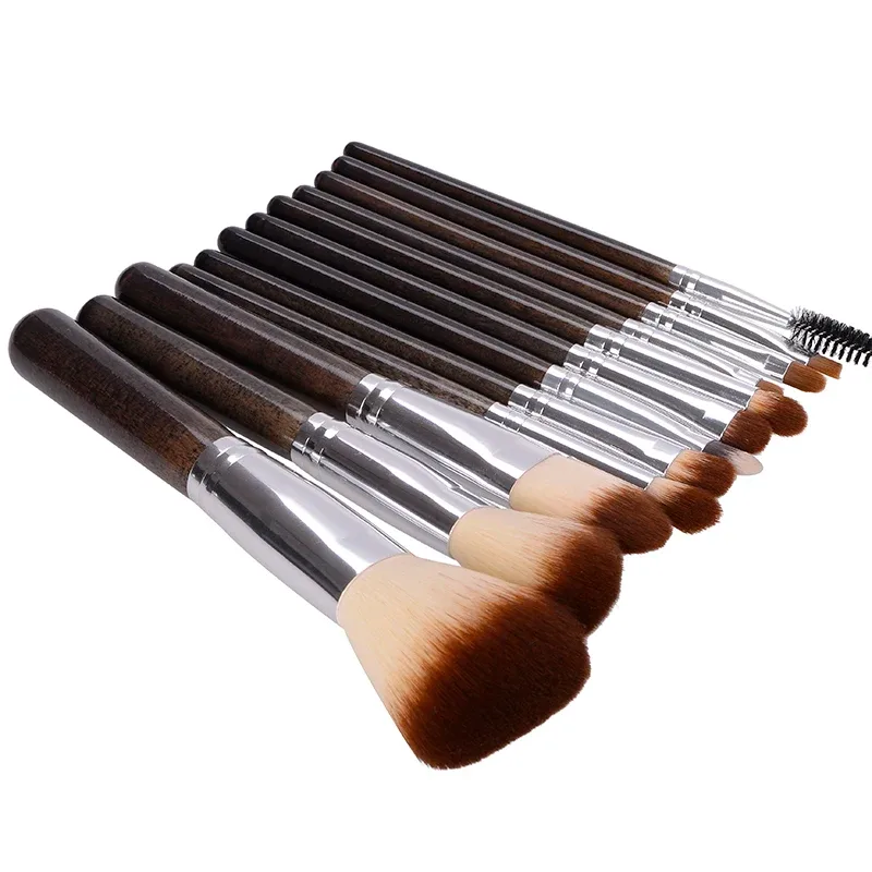 Conjunto de pincéis de maquiagem profissional, 12 peças, pó, base, blush, sombra, delineador, sobrancelha, brilho labial, destaque, kit de ferramentas de beleza