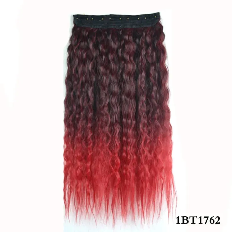 Jeedou Synthetic Clip-in One Piece Hair Extension Vibrant Gradient Kinky Curly Stylish Hairpieces for Nightclub Party Cosplay