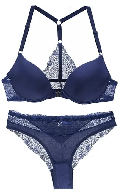 2022 novo sexy halter profundo v push up sutiãs conjunto sólido arco suave decorativo roupa interior feminina ab cup meninas lingerie