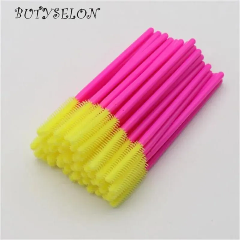 Pincéis descartáveis ​​de silicone para cílios, 50 peças, aplicador de rímel, pente de sobrancelha, microbrush, suprimentos de extensão de cílios, ferramentas de maquiagem