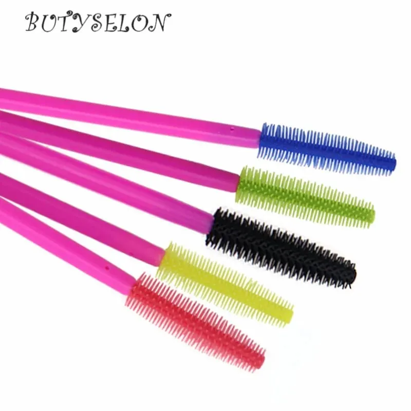 Pincéis descartáveis ​​de silicone para cílios, 50 peças, aplicador de rímel, pente de sobrancelha, microbrush, suprimentos de extensão de cílios, ferramentas de maquiagem