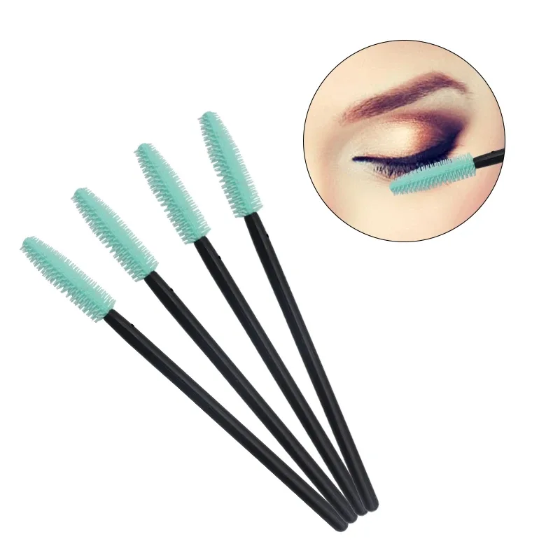 50 pçs silicone rímel varinhas aplicador pincéis de cílios descartáveis ​​pente beleza maquiagem escova para mulheres ferramentas de extensão de cílios
