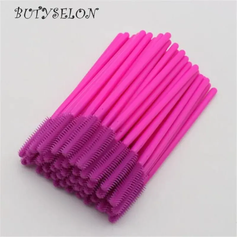 Pincéis descartáveis ​​de silicone para cílios, 50 peças, aplicador de rímel, pente de sobrancelha, microbrush, suprimentos de extensão de cílios, ferramentas de maquiagem