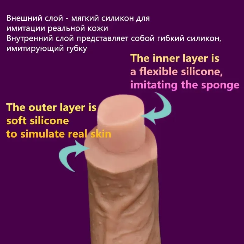 Super Soft Double-layer Silicone Dildo Realistic Dildo Male Artificial Penis Dick Female Masturbator Adult Sex Toys For Women