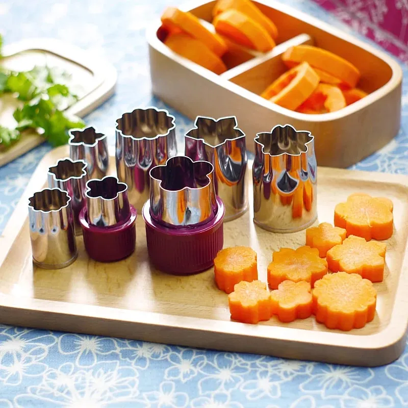 Cortador de vegetais formas diy cortadores de biscoito frutas vegetais prensas molde flor decorativa para crianças fazer alimentos cu0005