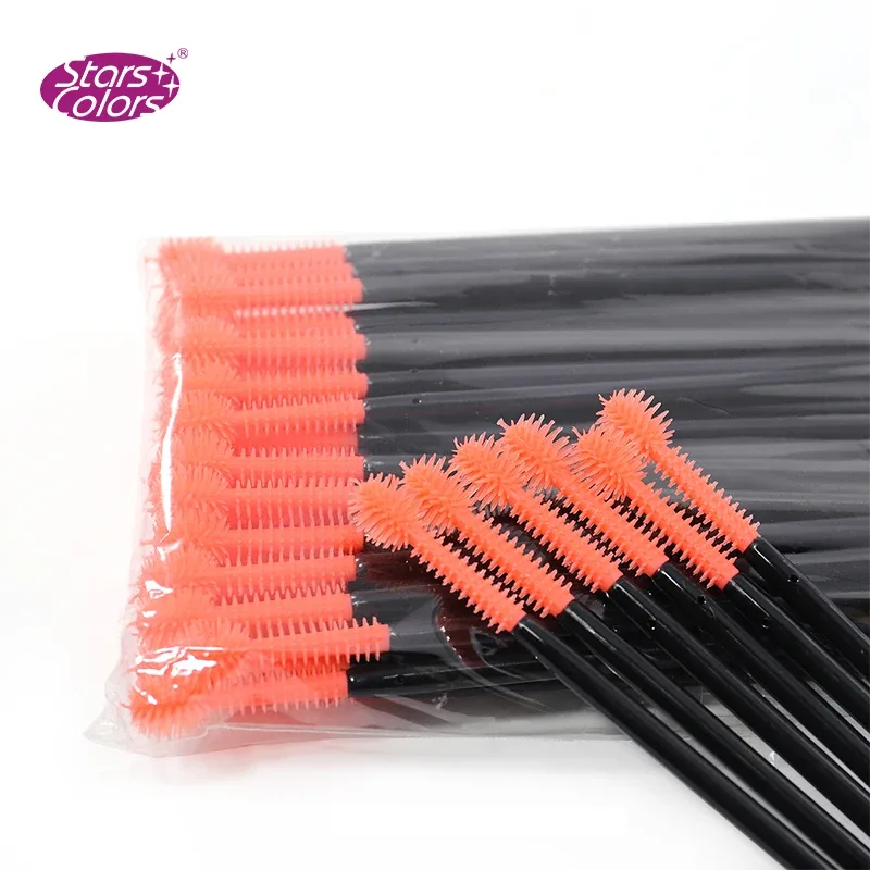 50 pçs/saco 4 estilos de alta qualidade plástico silicone macio pincéis de maquiagem pincéis de extensão de cílios ferramentas de maquiagem comprimento 105mm