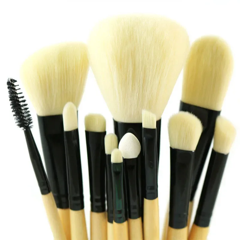 Conjunto de pincéis de maquiagem profissional, 12 peças, pó, base, blush, sombra, delineador, sobrancelha, brilho labial, destaque, kit de ferramentas de beleza