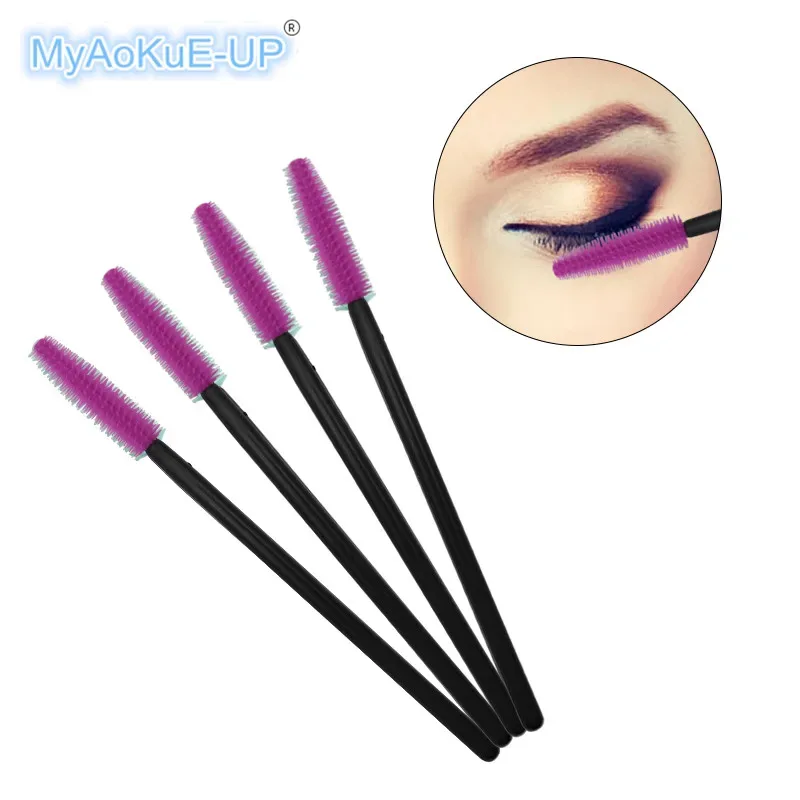50 pçs silicone rímel varinhas aplicador pincéis de cílios descartáveis ​​pente beleza maquiagem escova para mulheres ferramentas de extensão de cílios