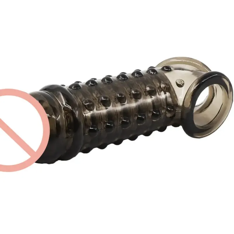 Preservativo extensor de pênis macio, anel de manga peniana para homens, preservativos reutilizáveis, espinhos, sexo cravejado, brinquedos sexuais para homens