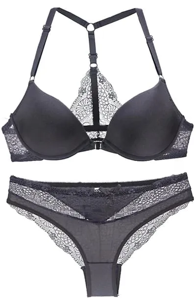 2022 novo sexy halter profundo v push up sutiãs conjunto sólido arco suave decorativo roupa interior feminina ab cup meninas lingerie