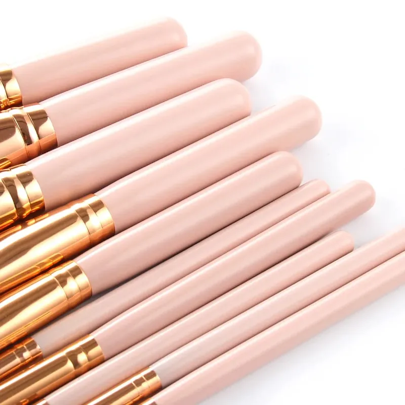 Conjunto de pincéis de maquiagem Pro 15pcs, base em pó, sombra, pincéis de maquiagem, cosméticos, cabelo sintético macio com estojo de couro