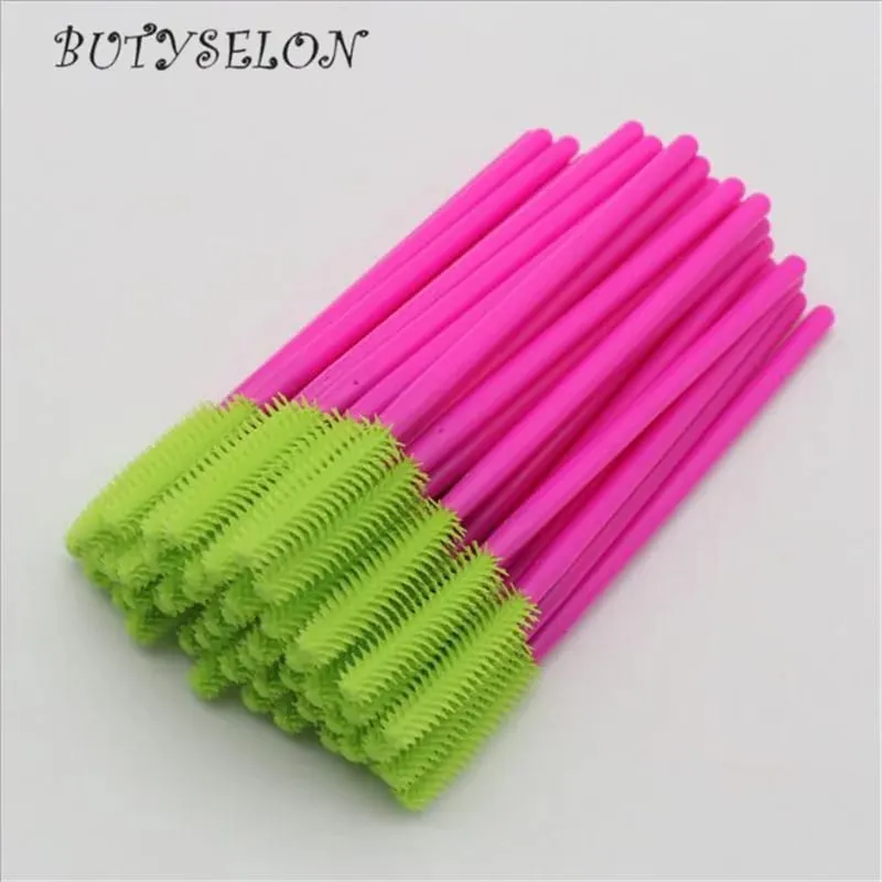 Pincéis descartáveis ​​de silicone para cílios, 50 peças, aplicador de rímel, pente de sobrancelha, microbrush, suprimentos de extensão de cílios, ferramentas de maquiagem