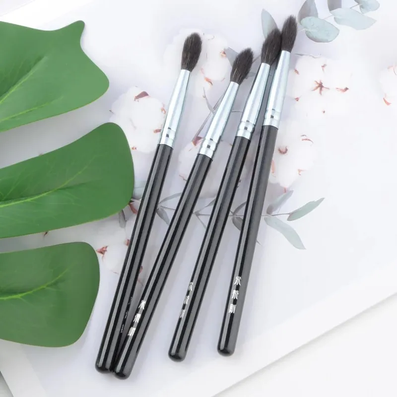 Pincéis de maquiagem iluminador, vinco, sombra, multifuncional, pincel de maquiagem, cabo de madeira, ferramenta cosmética, cabelo de esquilo natural, 1 peça
