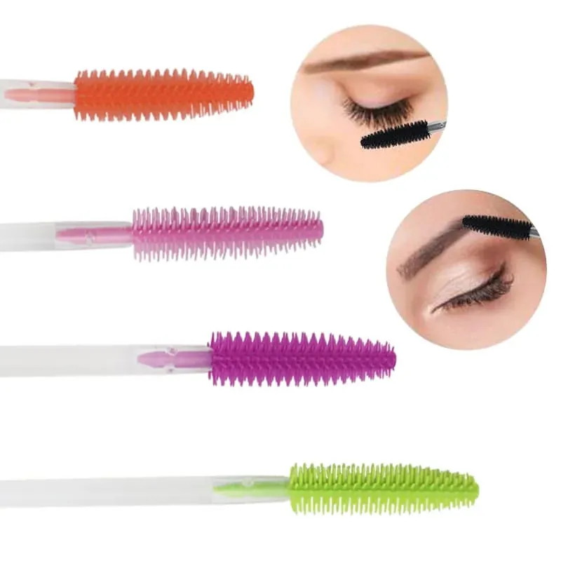 Pincéis descartáveis ​​de silicone para cílios, 50 peças, haste transparente, rímel, escova para cílios, extensão de cílios, ferramentas de maquiagem, imperdível