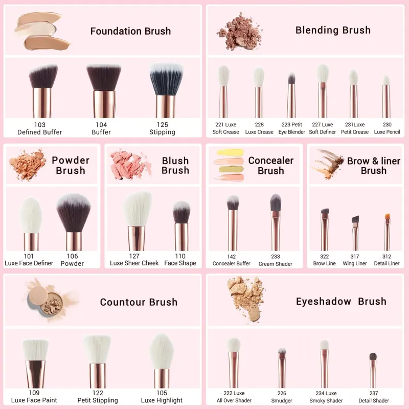 Jessup conjunto de pincéis de maquiagem profissional, 25 peças, kit de ferramentas para base, pó, blush, beleza, branco pérola t215