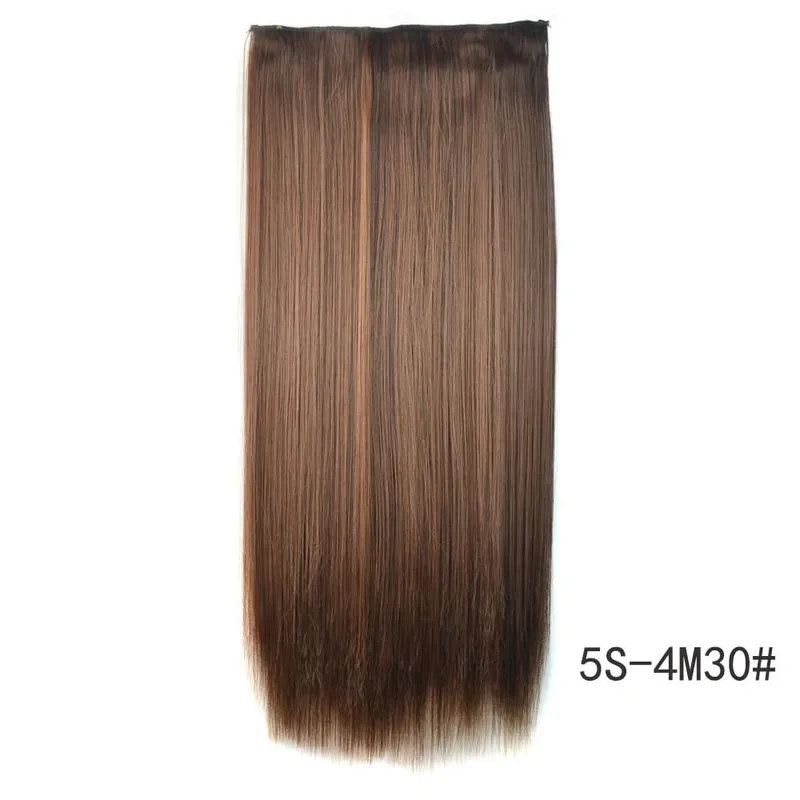 Synthetic Natural Synthetic Hair Extensions 5 Clip In Artificial Fake Ombre Blonde Brown Black Pink Straight False Hair Piece