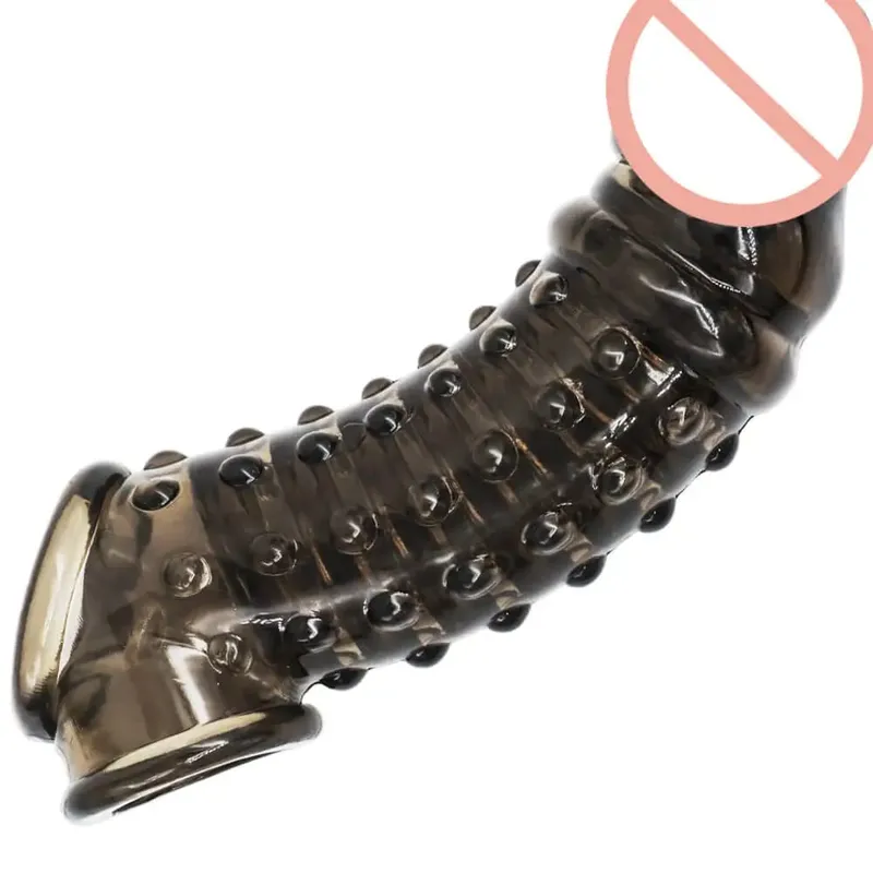 Preservativo extensor de pênis macio, anel de manga peniana para homens, preservativos reutilizáveis, espinhos, sexo cravejado, brinquedos sexuais para homens