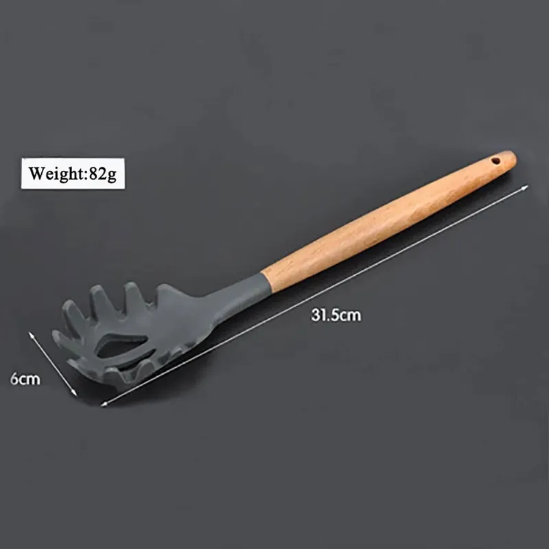 Silicone mundo cozinhar utensílios de cozinha ferramenta de silicone com alça multifuncional de madeira antiaderente espátula colher escova