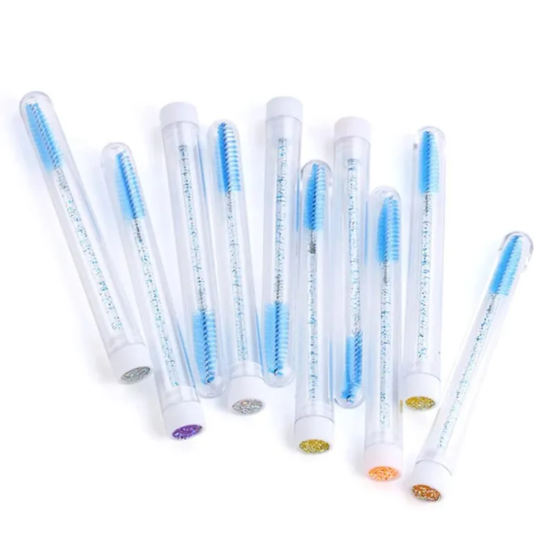 1-10 pçs rosa cílios escovas reutilizáveis ​​escova de sobrancelha para extensão de cílios cristal escova de cílios rímel tubo compõem vendas quentes