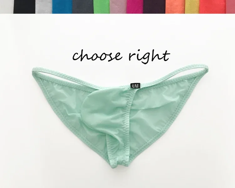 Cuecas masculinas de cintura ultra baixa g-string nádegas finas de seda gelo translúcida roupa interior sexy respirável leve baixo crescimento
