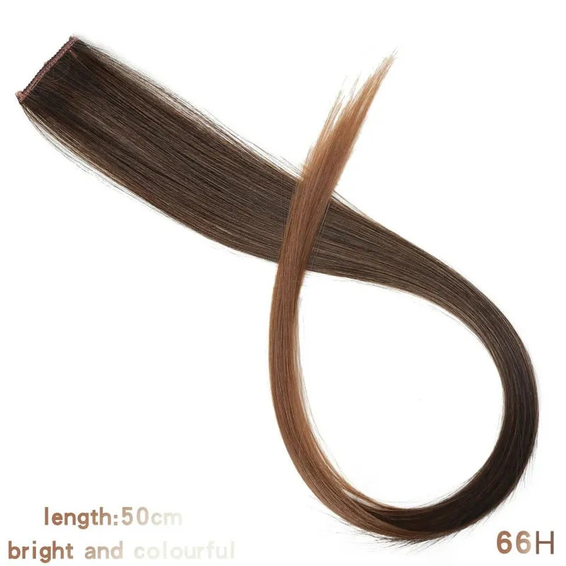 22 Inch Synthetic Colored Highlight Hair Extensions Rainbow Long Straight Hairpieces for Women Kids Girls Purple Pink Blue