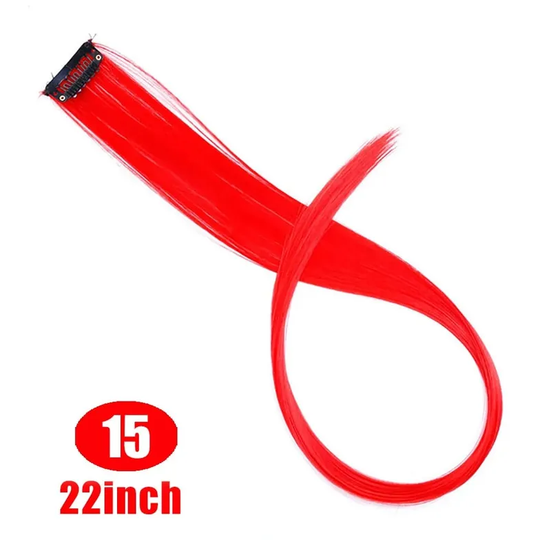 Lupu Synthetic Long Straight Rainbow Highlight Colored Hair Extensions Clip In Fake Hair Pieces For Women Heat Resistant