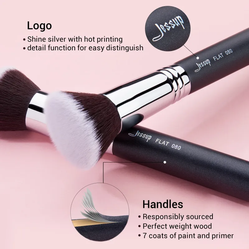 Jessup Foundation Brushes Face Makeup Brush Powder Contour Concealer Blush Highlighter Flat Round Fluff for Liquid Cream — image 4