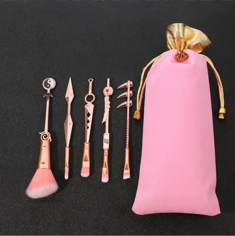 Conjunto de pincéis de maquiagem anime japonês 5 tamanhos, pincéis de base, sombra, corretivo, blush, kit de ferramentas de maquiagem t2081
