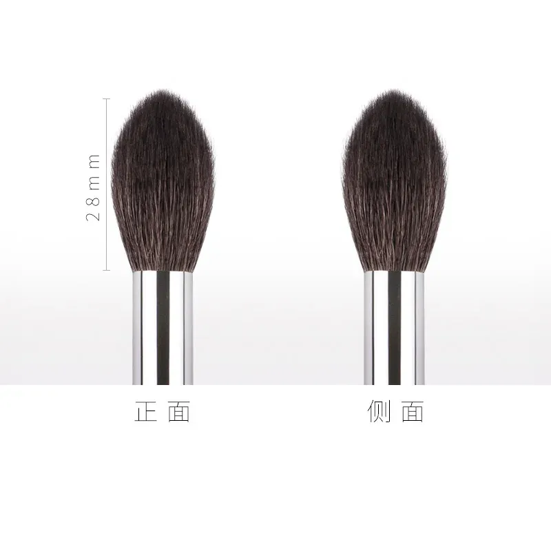 1 件高品質專業山羊毛螢光筆化妝刷火焰形狀高光化妝刷烏木柄化妝工具