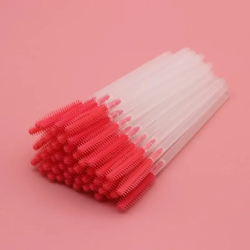 Pincéis descartáveis ​​de silicone para cílios, 50 peças, haste transparente, rímel, escova para cílios, extensão de cílios, ferramentas de maquiagem, imperdível