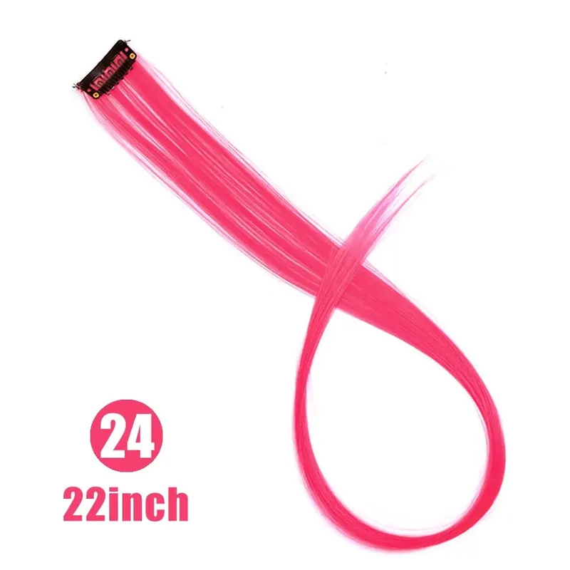 Lupu Synthetic Long Straight Rainbow Highlight Colored Hair Extensions Clip In Fake Hair Pieces For Women Heat Resistant