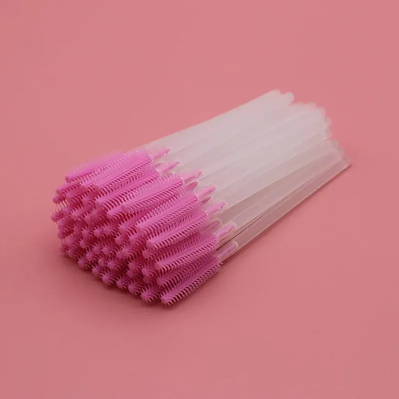 Pincéis descartáveis ​​de silicone para cílios, 50 peças, haste transparente, rímel, escova para cílios, extensão de cílios, ferramentas de maquiagem, imperdível