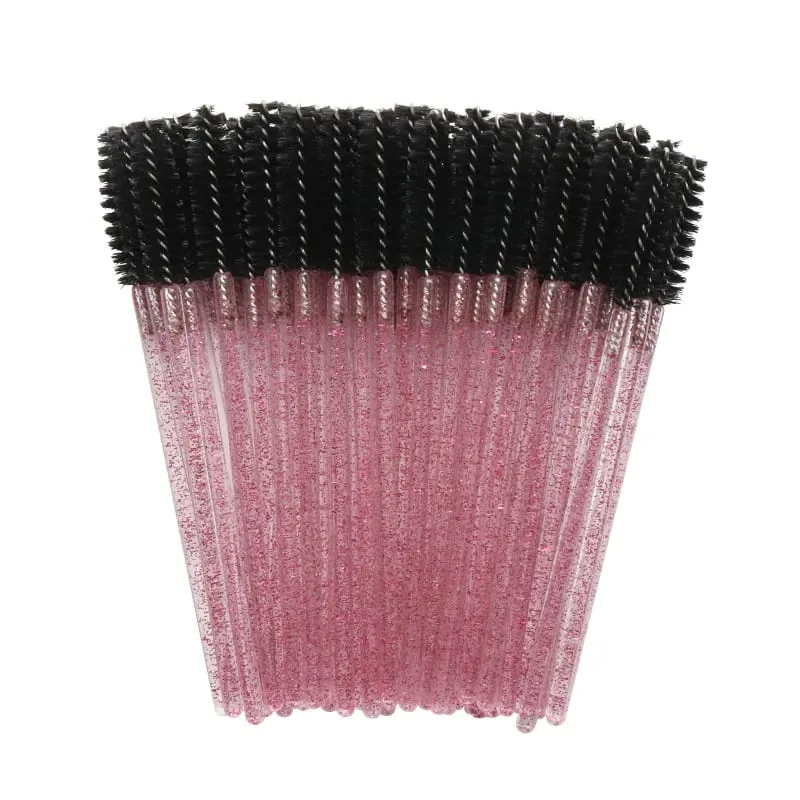 50pcs Shiny Disposable Eyelash Brush Applicator Wands Curler Mascara Eyebrow Makeup Tools Spoolers Comb Wands Spoolies Brushes