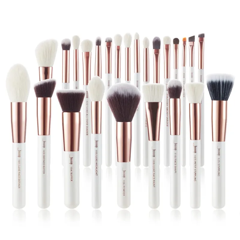 Jessup Professional Makeup Brushes Set 6-25pcs Makeup Brush Natural Synthetic Foundation Powder Highlighter Pearl White T215