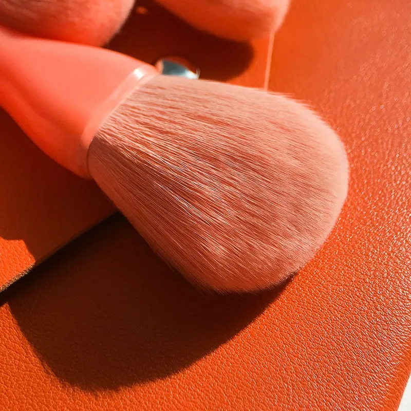 Conjunto de pincéis de maquiagem, 10 peças, laranja/rosa/azul/verde, sombra, delineador, pincel de maquiagem, cabelo natural, base, pó, blush