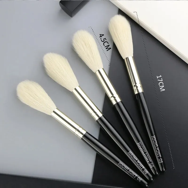 1 pcs 100% Goat hair Highlighter Black Makeup Brushes Professional Natural Pony Eyeshadow Blush Eyebrow Make up Brushes