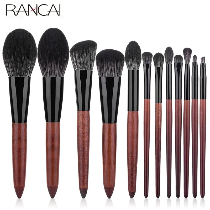 Conjunto de pincéis de maquiagem de alta qualidade, 12 peças, base, pó, blush, sombra, esponja, escova de lã macia, ferramentas cosméticas de cabelo — image 2