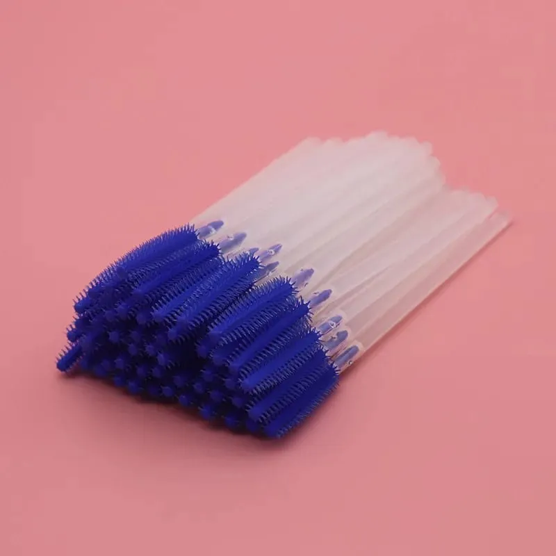 Pincéis descartáveis ​​de silicone para cílios, 50 peças, haste transparente, rímel, escova para cílios, extensão de cílios, ferramentas de maquiagem, imperdível