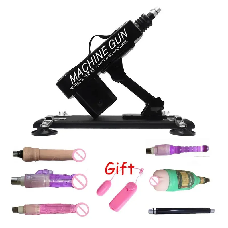 Máquina sexual vibartor automática, motor forte, com acessórios de vibrador, arma ajustável, máquina de amor, brinquedos sexuais para homens, mulheres, jogo adulto