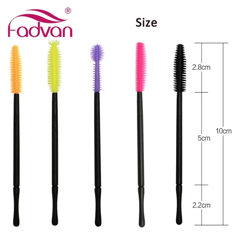 Fadvan 50 unidades/pacote pincéis de silicone descartável ferramenta de cílios pente rímel varinhas pincéis de maquiagem kit aplicador individual para olho