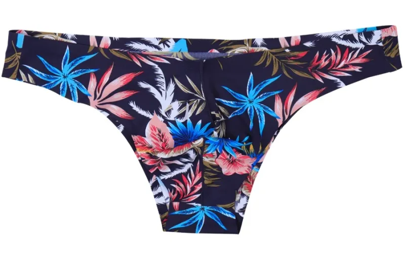 Homens sexy estilo suave macio impresso roupa interior masculina fina cuecas homem cintura baixa biquíni de seda gelo cuecas sem costura 817