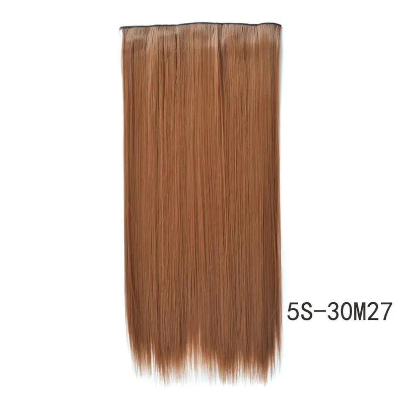 Synthetic Natural Synthetic Hair Extensions 5 Clip In Artificial Fake Ombre Blonde Brown Black Pink Straight False Hair Piece