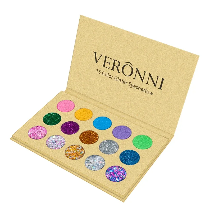 Paleta de sombras com glitter, pigmento brilhante, lantejoulas, iluminador, maquiagem colorida brilhante