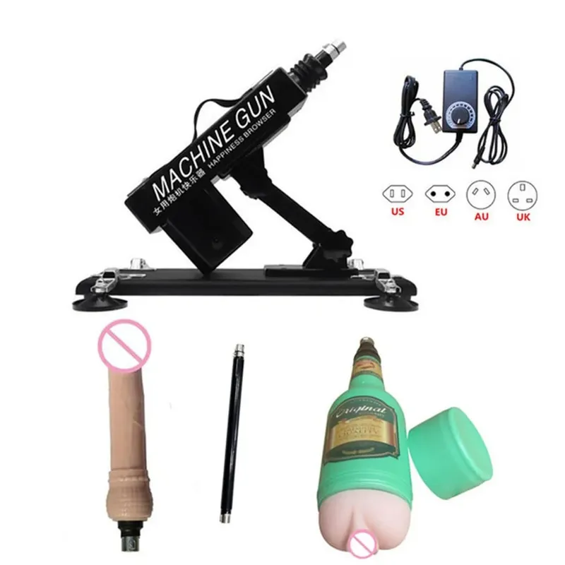 Máquina sexual vibartor automática, motor forte, com acessórios de vibrador, arma ajustável, máquina de amor, brinquedos sexuais para homens, mulheres, jogo adulto