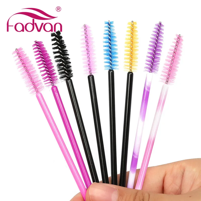 Fadvan 50 件/包化妝刷塑膠微型棒假睫毛刷工具黑色/粉紅色/彩色睫毛延長用品