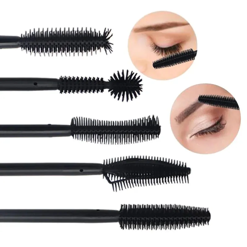 50 Pcs Disposable Silicone Eyelashes Brushes Applicator Eye Lash Mascara Wands Brush Eyelash Extension Women Makeup Tools