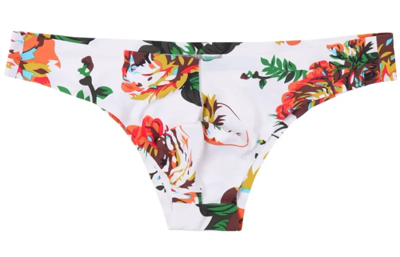 Homens sexy estilo suave macio impresso roupa interior masculina fina cuecas homem cintura baixa biquíni de seda gelo cuecas sem costura 817
